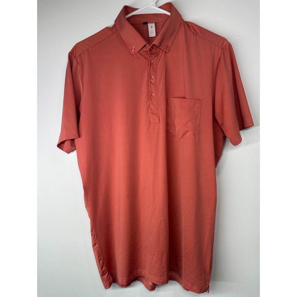 State & Liberty Short Sleeve Polo Shirt Peach Performance Men's Large